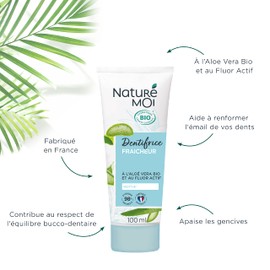 Naturé Moi - Fresh Toothpaste - With Active Fluorine and Organic Aloe Vera - With Organic Mint Extract - 98% Natural Origin - Certified Organic - 100ml - Made in France