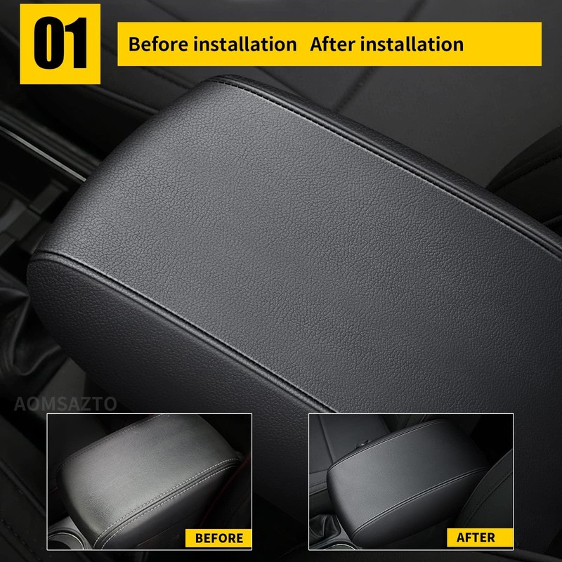 AOMSAZTO Black Leather Console Armrest Cushion for Sonata 2011-2014 Hyundai