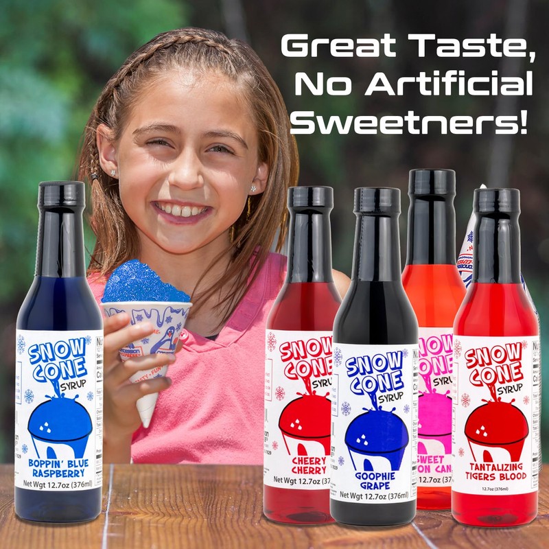 12.7oz Sno Cone Syrups-Five Pack-Fun Flavor Assortment