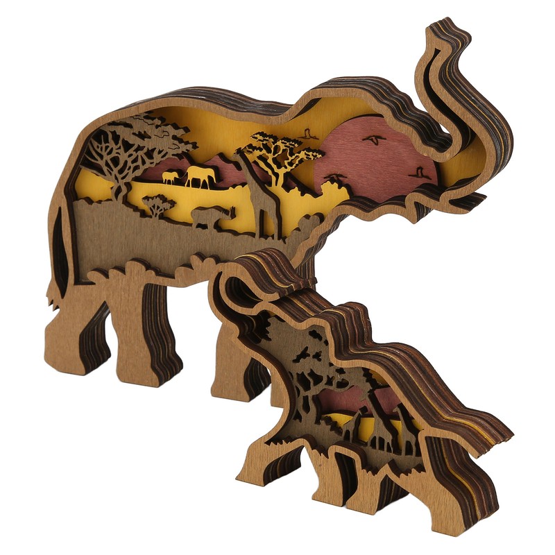Elephant Statue Boxwood Mechanical Engraving Safe Durable Exquisite Details Elephant