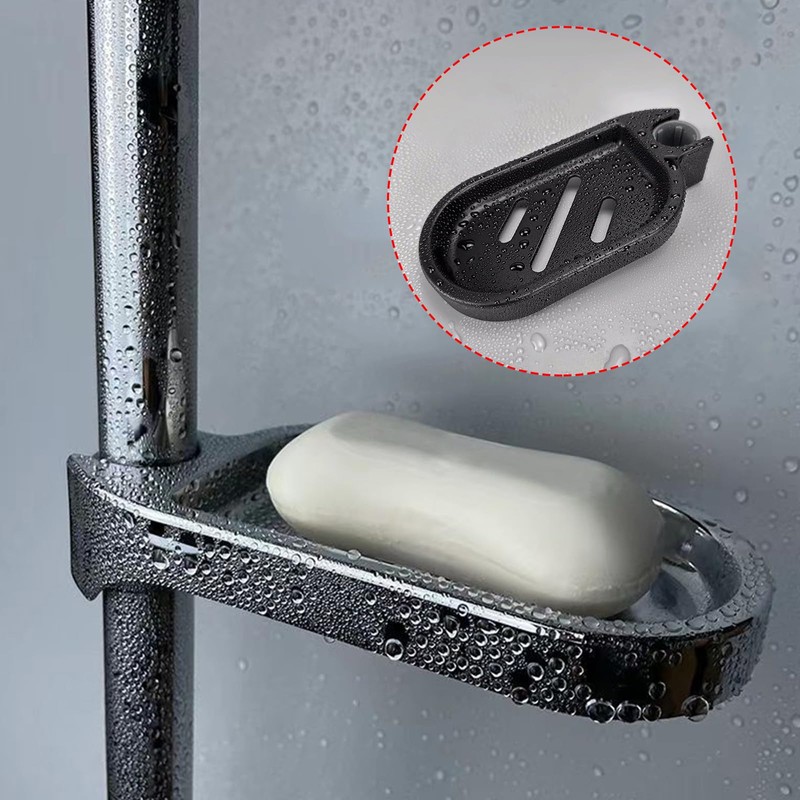 Clip-on Shower Rail Soap Holder, Compatible with 22mm Shower Pole,