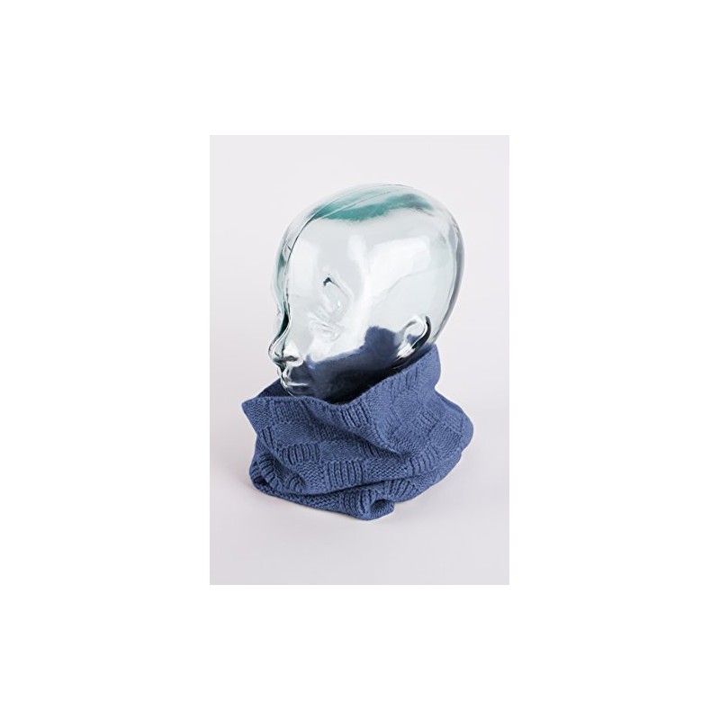 Love Cashmere Señoras Checked 100% Cachemira Snood - Denim Blue