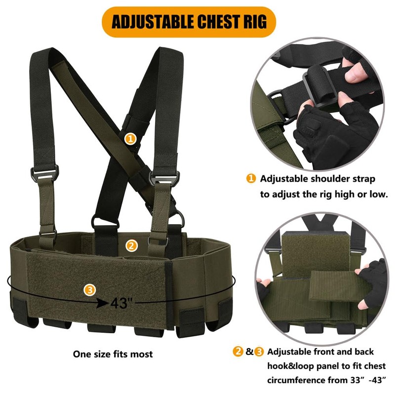 KRYDEX Tactical Chest Rig Elastic Rig Cummerbund with X Harness