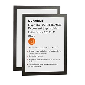 DURABLE Magnetic DURAFRAME Document Sign Holder, Letter-Size 8-1/2" x 11", Black, 2 Pack (477101)