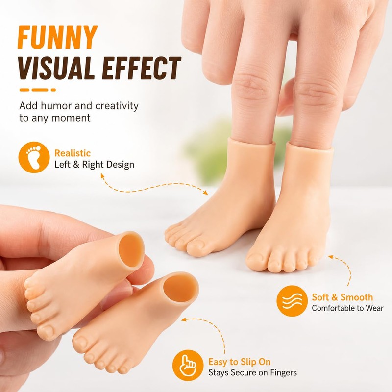 2 Pairs Finger Feet Puppet Tiny Feet, Finger Shoes, Realistic