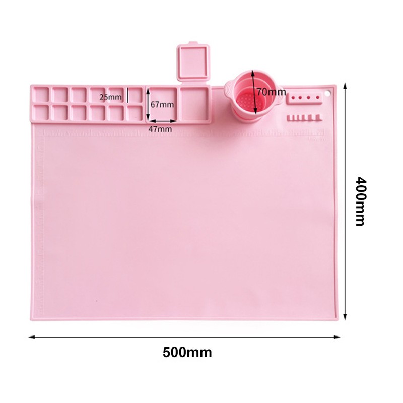 Silicone Painting Mat Washable Art Mat with Foldable Water Cup