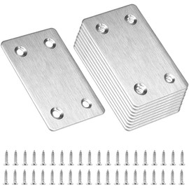 ZHIQIN 10pcs 60 X 38mm Mending Plates Stainless Steel Straight Support Shelf Flat Bracket Mending Plates Furniture Repair Plate Fixing Joining with Holes