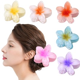 WUBAYI 6 Pcs Flower Hair Clips, Non Slip Flower Claw Clips Strong Hold Hair Claw Large Hair Clip for Medium Thick Hair Hair Claw Clips for Women and Girls Straight, Curly & Wavy Hair