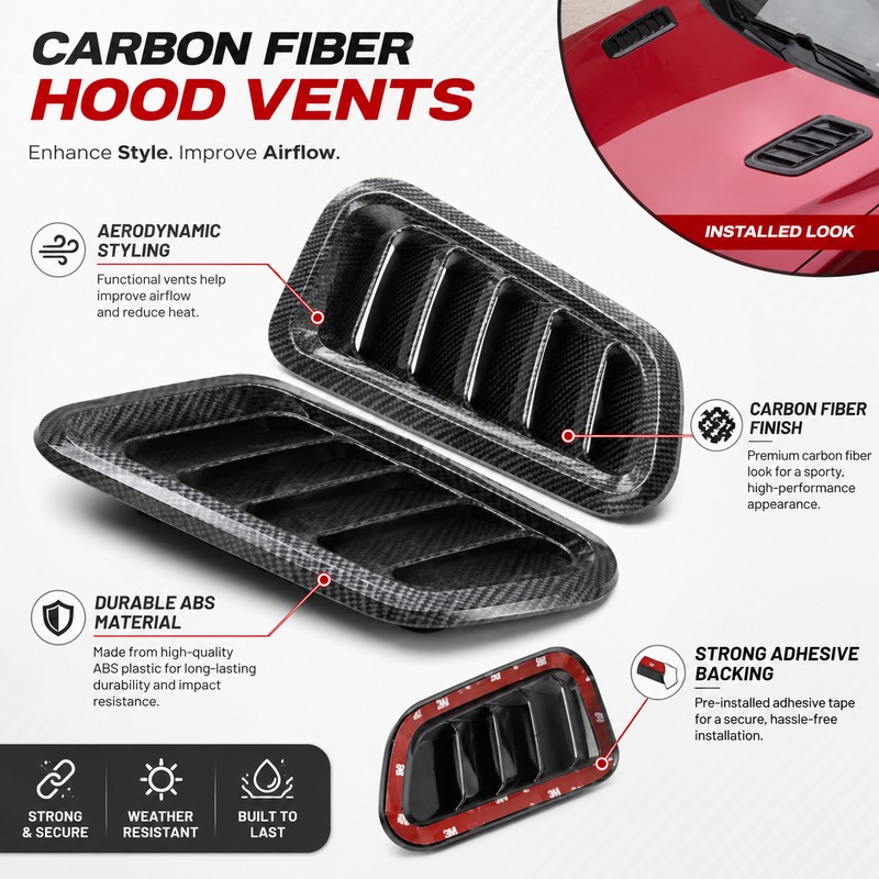 2-Pack Universal Car Hood Vent Stickers for Exterior Decor –