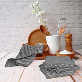 TWINY threads - Juego de 6 toallas de cocina, 100 % algodón, paños de cocina suaves con lazo para colgar (18 x 28 pulgadas), toallas de barra lavables para limpieza de mesa, comedor, color gris