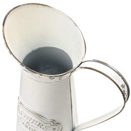 Soyizom French Country Style Vase Primitive Jug, Rustic Decor Flower Vase Shabby Chic Water Jug Can Tin Pot Metal Farmhouse Pitcher Vase for Wedding Party home Decoration，White-pitcher/11-Large