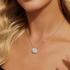 SAVORI 925 Sterling Silver Round Pave Cubic Zirconia Pendant Necklace,