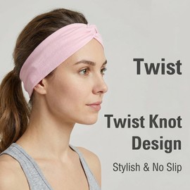Luuao Stretchy Wide Headbands for Women - 6 Pcs Non Slip, Soft Twist Knotted Hair Bands for Yoga Workout (6 Color3)