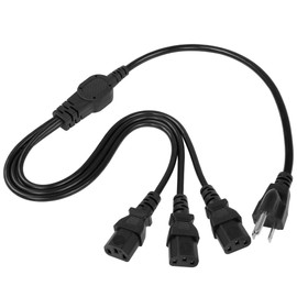 GELRHONR Computer Power Splitter Cord,18AWG 10A 125V NEMA 5-15P to 3 x IEC320 C13 Power Cable Supply for 3 Devices at a Time