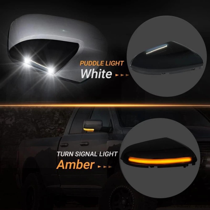 D-Lumina Smoked LED Side Mirror Turn Signal Light For Dodge
