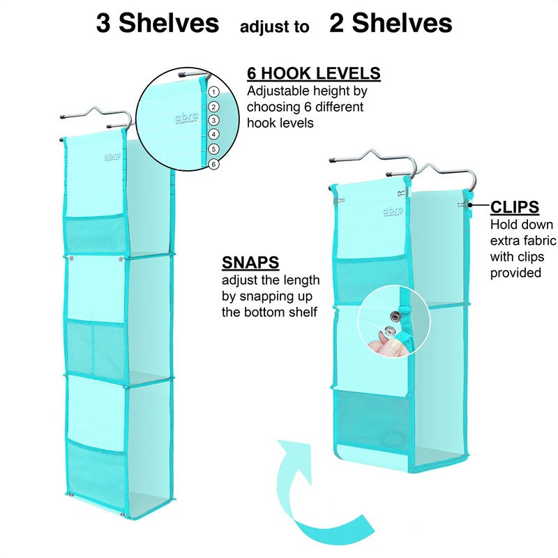 ABRA® 3 Shelf Hanging Locker Organizer for School, Work, Gym,