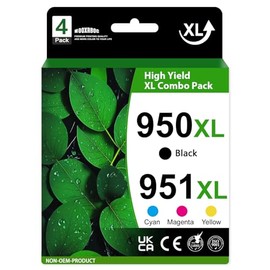 Mooxrbog 950xl and 951xl Ink cartridges Combo Pack Compatible for 950 951 Ink cartridges Combo Pack Replacement for OfficeJet Pro 8600 8610 8620 8100 76DW 251DW (1 Black, 1 Cyan, 1 Magenta, 1 Yellow)