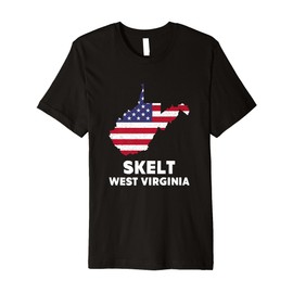 Distressed Patriotic USA Flag Skelt, West Virginia Premium T-Shirt