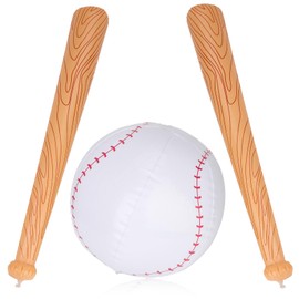 Inflatable Baseball Bat with Ball, Pool Baseball Set Including 2 Inflatable Baseball Bats & Inflatable Baseball Party Gifts for Sports Games on the Pool Beach Birthday Party Pack of 3