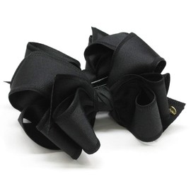 Vingtaine H7167-BK Volume Ribbon Banana Clip, Basic Elegant, Multi-Layered Ribbon, Gorgeous Hair Clip, Hair Accessory, Black