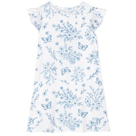 ICOSY Girls Nightgowns Toddler Girls Pajamas Flutter Sleeve Princess Nightgown Clothes for Girl Casual Dress White Teal