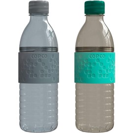 Copco Plastic Water Bottle with Chug Lid, Reusable, BPA Free, Dishwasher Safe, Perfect for Travel, School, Outdoors, and Gym, Hydra 16.9oz, Set of 2, Gray & Teal