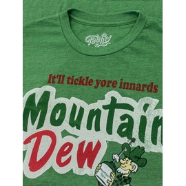 Mountain Dew "It"ll Tickle Yore Innards" T-Shirt Poly Cotton Blend Classic Look - large Green Heather