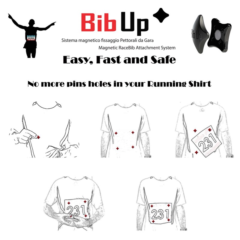 BIBUP Magnetic RaceBib Fixing System (Extra Grip Black)