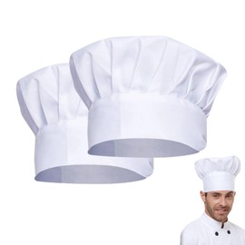 Yewseas Pack of 2 White Chef's Hat, Adjustable Unisex Chef Hat Adult for Restaurant Cooking BBQ Baking, White