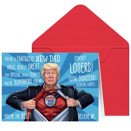HiFulerr Funny Trump Fathers Day Card for New Dad - First Fathers Day Card, First Father's Day Cards for New Dad, Trump 1st Father's Day Cards, Father Day Gifts Greeting Cards from Son Daughter Wife