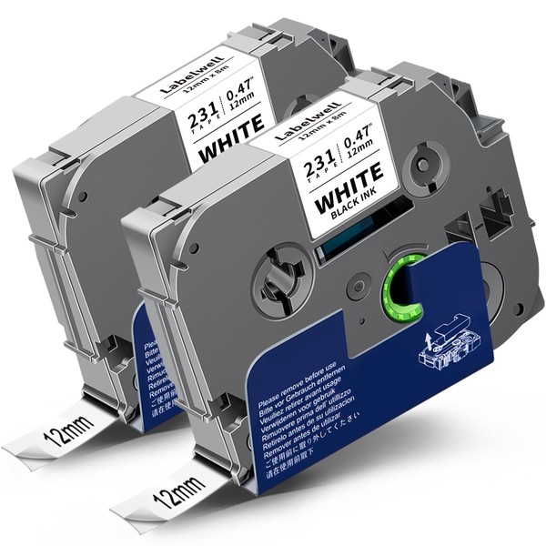 Labelwell Tze-231 Tze231 Tz-231 Label Tape, 12 mm x 8