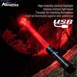 Toolzia Rechargeable Zoomable Red Light Flashlight