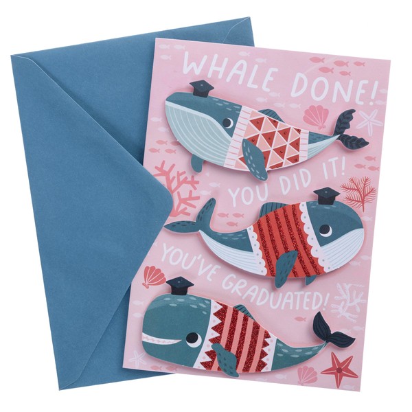 Graphique Whale Done Grad Handmade Card, Congratulations Greetings for High