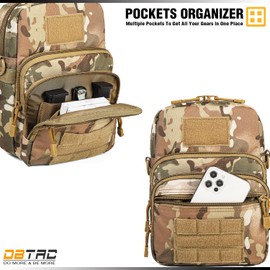 DBTAC Concealed Gun Pouch Compact Tactical Shoulder Bag Pack w/Belt Loops & Lockable Zippers for Work Range Travel, CP Camo
