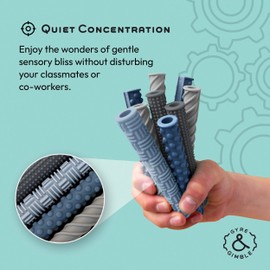 Gyre & Gimble Pencil Gidgets–Textured Silicone Pencil Sleeve for Quiet Fidgeting–Transform Your Mechanical Pencil into a Whimsical Tool of Focus and Tranquility – 4 Sleeves & 2 Pencils – Gray