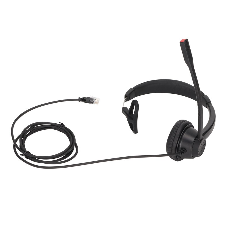 RJ9 Telephone Headset Noise Cancelling Unilateral Corded Business Headphone with