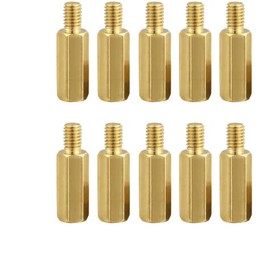 Tornillos espaciadores de rosca macho a hembra de latón hexagonal M3 x 20 mm + 6 mm PCB pilar para dron cuadricóptero, computadora y placa de circuito, paquete de 10, color dorado