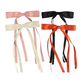 4Pcs Cute Bow Hair Clips,Sweet Tassel Ribbon Bowknot Hairpins with Long Tail Balletcore Duckbill Clips Long Hair Accessories Barrettes for Women Girls
