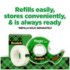 Scotch Magic Tape, Refillable Dispenser, 3/4" X 300", 3/Box