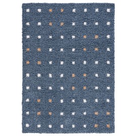 SAFAVIEH Calico Shag Collection Accent Rug - 4' x 6', Blue & Ivory, Polka Dot Design, Non-Shedding & Easy Care, 1.6-inch Thick Ideal for High Traffic Areas in Entryway, Living Room, Bedroom (CLC102M)