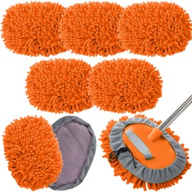 Layhit 5 Pcs Car Wash Mitt Set, Brush Not Included, Microfiber Mitt Cleaning Car Truck Washing Tools Kit RV Pickup Chenille Scratch Replacement(Orange)