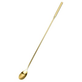 QUARKZMAN Long Handle Mixing Spoon Stainless Steel Bartender Mixing Spoon Cocktail Stirrer Bar Spoon Mixing Spoon (Length: 300 mm/11.81 Inches Gold)