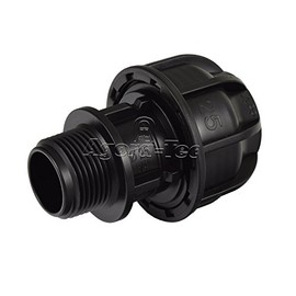 Agora-Tec PE Fitting Coupling 25 mm x 3/4 Inch Male Thread (26.4 mm) for PE Pipe 25 mm Black