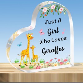 JMIMO Giraffe Gifts for Girls Cut Giraffe Acrylic Plaque Just A Girl Who Loves Giraffes