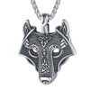 FaithHeart Nordic Viking Jewellery Mens Wolf Necklace Stainless Steel Fenrir