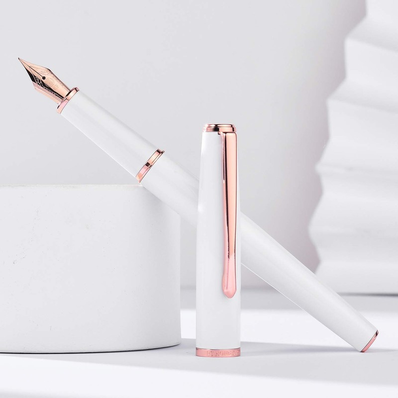 Pluma estilográfica Hong Dian 920 de metal blanco, punta extra