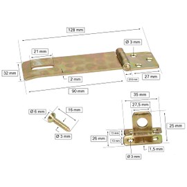 KOTARBAU® Hasp 130 mm with Padlock Yellow Galvanised Padlock Bolt for Padlock