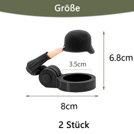 Pack of 2 Soldier Salut Bottle Cap Helmet, Bottle Cap, Universal, Bottle Helmet, Black and Green, 8 x 6.8 cm, Ideal for Crafts, Party, Restaurant, Barbecue