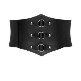 JASGOOD Wide Elastic Corset Belt for Women Vintage Lace-up Tied Waspie Waist Belt for Dress