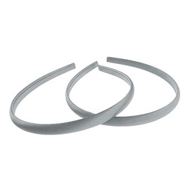 Pair of 2 Slim Thin 1cm Satin Covered Teens Girls Bridesmaid Basic Party Satin Plain DIY Alice Headband Hairband Head Hair Band Kids School Uniform (Grey, One Size)